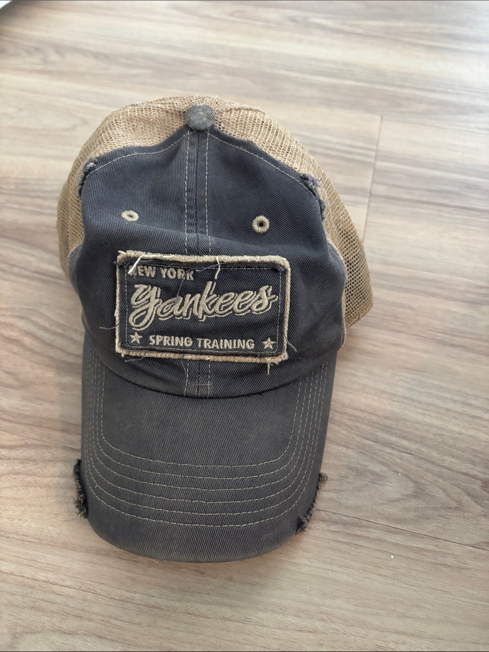 New York Yankees Spring Training Trucker Cap - Blue/Tan